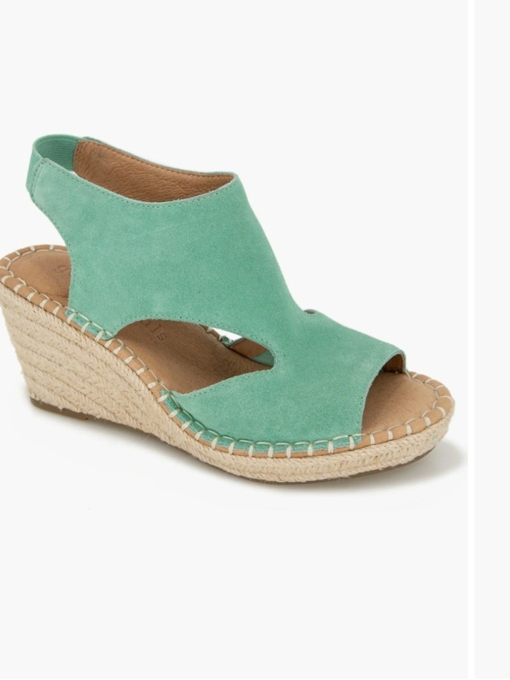 gentle souls Mint Green Suede Espadrille Wedge Sandal